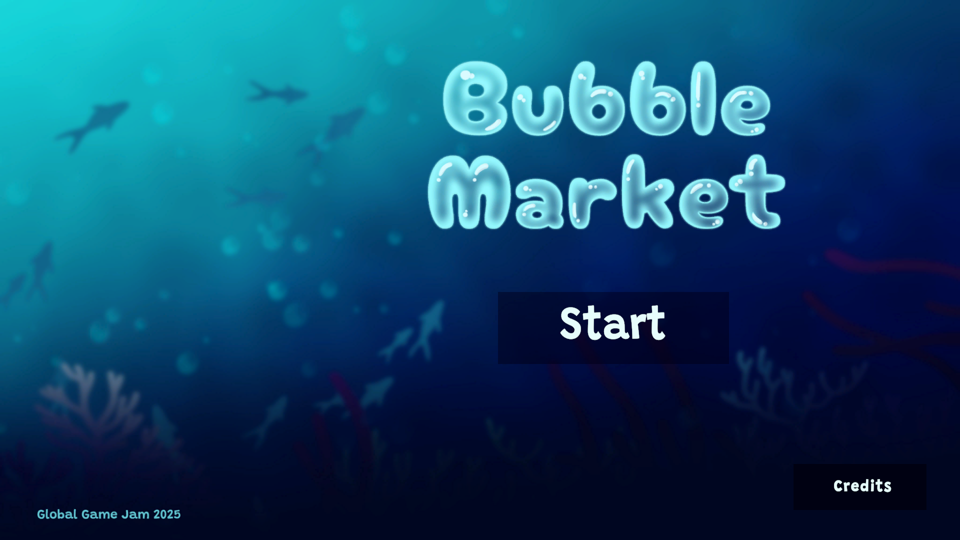 Écran d'accueil Bubble Market - musique aquatique riche et détaillée dans un univers sous-marin fantastique