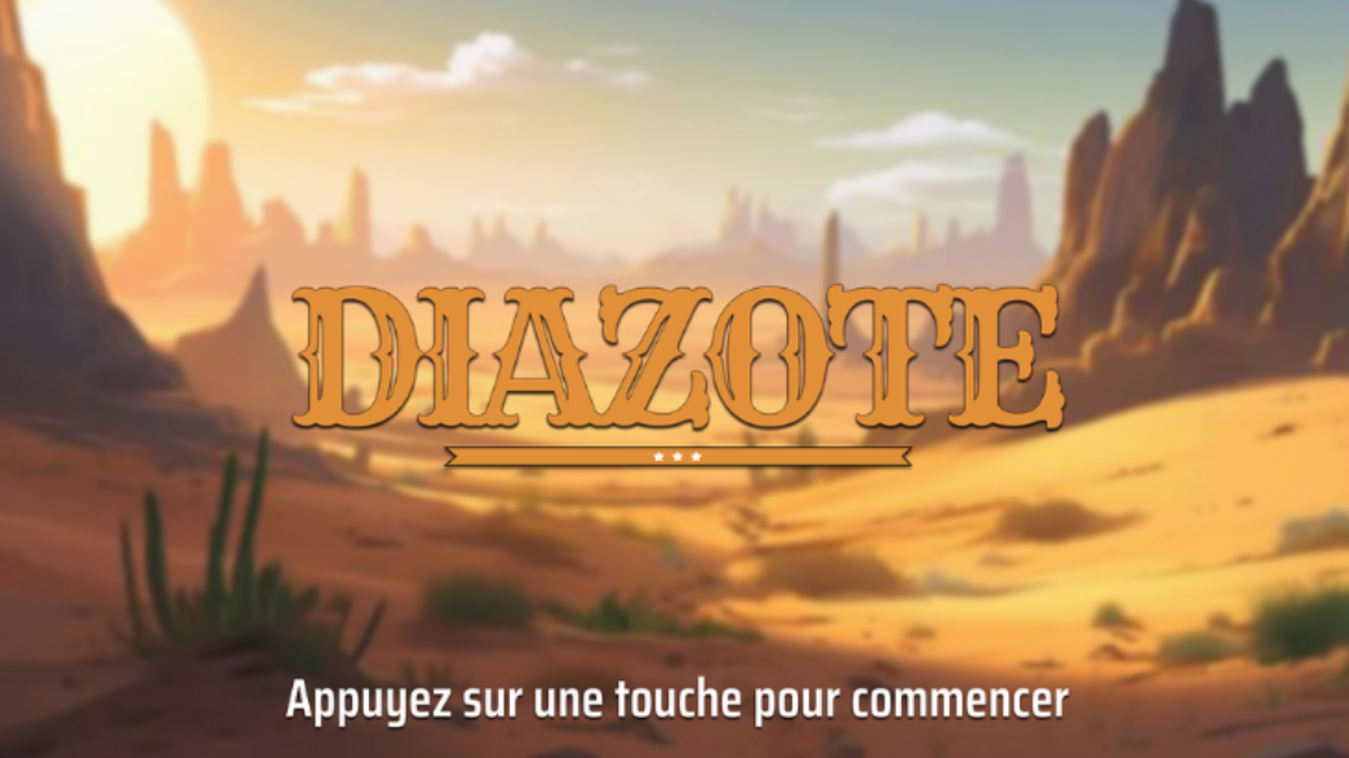 Écran titre Diazote avec ambiance western sombre et guitare pesante